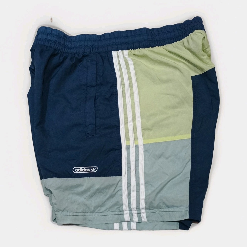 Adidas Woven Active Men's Swim Shorts Color Block Zip Pockets Size Large